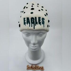 Embroidered Eagle Drip Beanie| Distressed fisherman Beanie|Philly Glam Junk hat
